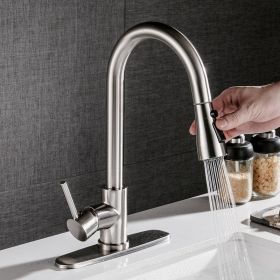 Pull-out Hot And Cold Household Kitchen And Dishwashing Brushed Copper Sink Faucet (Option: Macaron)