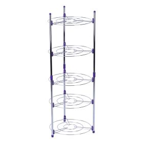 5 Tiers Home Kitchen Pans Pots Storage Rack Durable Metal Wire Shelving Organizer (Option: Macaron)