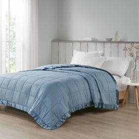 Oversized Down Alternative Blanket with Satin Trim (Color: as Pic)