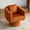 360¬∞ Swivel Accent Chair, Modern Velvet Fabric Living Room Armchair with Fluffy Cushions, Comfy Wide Upholstered, Barrel Accent Chairs for Living Roo