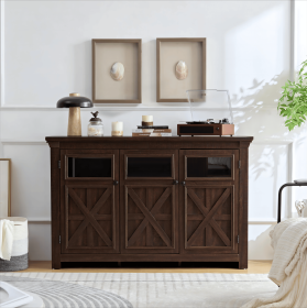 3 Doors Cabinet Large Buffet Sideboard Cabinet (Material: MDF, Color: Espresso)