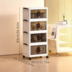 1pc multi-layer foldable open storage cabinet for home living room high-looking storage box dormitory wheeled multi-layer book snack storage locker (size: 4rd floor)