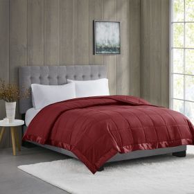 Lightweight Down Alternative Blanket with Satin Trim (Color: as Pic)