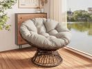 41.5" Ergonomic Wicker Chair with Cloud Thick Density Fabric Cushion,3-proof Cover,High Capacity Iron Frame,Fluid 360 Degree Swivel for Reading