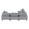 Living Room Furniture 4-Piece Modular Sectional Sofa Set Gray Corduroy Soft Cushion Pillows Solid Wood Legs