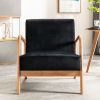 Classic Mid Century Modern Accent Chairs for Living Room or Bedroom, Espresso Finish Open-Framed Armchair with Plush Cushioning and Velvet Fabric