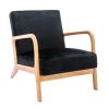 Classic Mid Century Modern Accent Chairs for Living Room or Bedroom, Espresso Finish Open-Framed Armchair with Plush Cushioning and Velvet Fabric