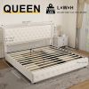 Queen size bed frame with 4 drawers, Star Galaxy Projector, USB Charger, Music Speaker, Adjustable Upholstered Headboard with Diamond Button,Velvet