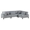 Living Room Furniture 4-Piece Modular Sectional Sofa Set Gray Corduroy Soft Cushion Pillows Solid Wood Legs