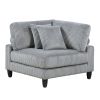 Living Room Furniture 4-Piece Modular Sectional Sofa Set Gray Corduroy Soft Cushion Pillows Solid Wood Legs