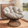 41.5" Ergonomic Wicker Chair with Cloud Thick Density Fabric Cushion,3-proof Cover,High Capacity Iron Frame,Fluid 360 Degree Swivel for Reading