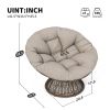 41.5" Ergonomic Wicker Chair with Cloud Thick Density Fabric Cushion,3-proof Cover,High Capacity Iron Frame,Fluid 360 Degree Swivel for Reading