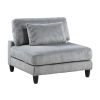 Living Room Furniture 4-Piece Modular Sectional Sofa Set Gray Corduroy Soft Cushion Pillows Solid Wood Legs