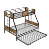 Twin Over FULL Metal Bunk Bed with Trundle 2 - Side Ladder and Full-Length Guardrail, No Box Spring Needed, Large Under Bed Storage, Easy Assemble