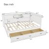 L-Shaped Bed Frame with Drawer and and Bookcase,Corner Bed Wooden Captain Bed with Led Downlight and USB Port for Small Room,Bedroom, Guest Room