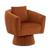 360¬∞ Swivel Accent Chair, Modern Velvet Fabric Living Room Armchair with Fluffy Cushions, Comfy Wide Upholstered, Barrel Accent Chairs for Living Roo