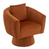 360¬∞ Swivel Accent Chair, Modern Velvet Fabric Living Room Armchair with Fluffy Cushions, Comfy Wide Upholstered, Barrel Accent Chairs for Living Roo