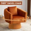 360¬∞ Swivel Accent Chair, Modern Velvet Fabric Living Room Armchair with Fluffy Cushions, Comfy Wide Upholstered, Barrel Accent Chairs for Living Roo