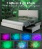 Queen size bed frame with 4 drawers, Star Galaxy Projector, USB Charger, Music Speaker, Adjustable Upholstered Headboard with Diamond Button,Velvet