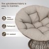 41.5" Ergonomic Wicker Chair with Cloud Thick Density Fabric Cushion,3-proof Cover,High Capacity Iron Frame,Fluid 360 Degree Swivel for Reading