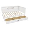 L-Shaped Bed Frame with Drawer and and Bookcase,Corner Bed Wooden Captain Bed with Led Downlight and USB Port for Small Room,Bedroom, Guest Room