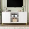 Modern TV Stand for TVs up to 55 Inches,Entertainment Center Media Console,Adjustable Shelf,Metal Legs,Handles and Anti-tip Device for Living room