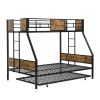 Twin Over FULL Metal Bunk Bed with Trundle 2 - Side Ladder and Full-Length Guardrail, No Box Spring Needed, Large Under Bed Storage, Easy Assemble