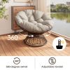 41.5" Ergonomic Wicker Chair with Cloud Thick Density Fabric Cushion,3-proof Cover,High Capacity Iron Frame,Fluid 360 Degree Swivel for Reading