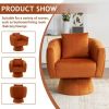 360¬∞ Swivel Accent Chair, Modern Velvet Fabric Living Room Armchair with Fluffy Cushions, Comfy Wide Upholstered, Barrel Accent Chairs for Living Roo