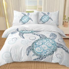 Three Piece Self-produced Bedding Set ,duvet Cover, Pillowcase Back White, Ten Grid Turtle, American Small Size (Option: Macaron)